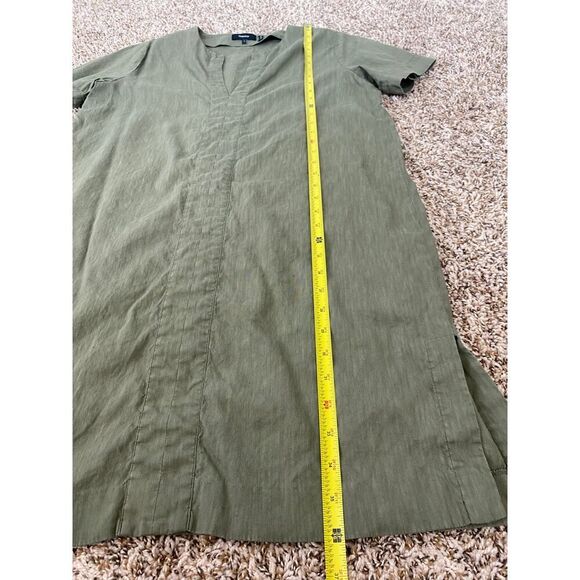 Theory Olive Green Linen Blend Shift Dress | L | Minimalist Short Dress Utility - Picture 4 of 6